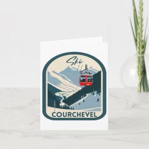 Cartão Esquema Courchevel Retro Estilo de Vintagem Courch