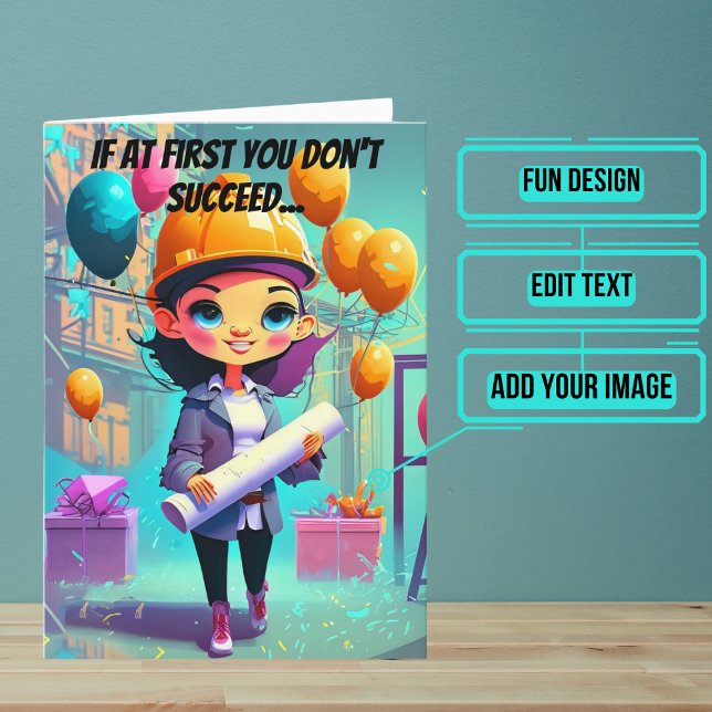 Cartão Esquemas e Engenheiro feminino Aniversário (This lovely card is specifically for the engineer friend or family member in your life. )