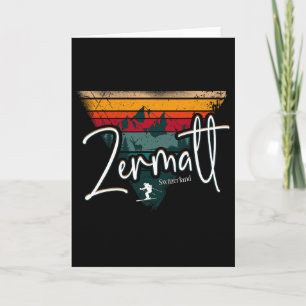 Cartão Esqui alpino Zermatt vintage Alpes suíços Suíça