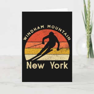 Cartão Esqui Antigo Montanha Windham Nova York Montanha