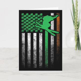 Cartão Esqui Bandeira Americana Irlandesa Dia de São Patr