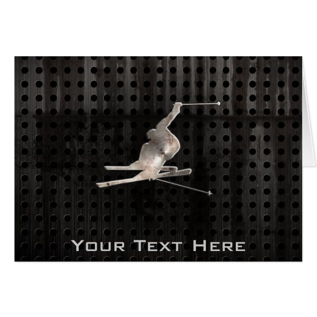 Cartão Esqui da neve; Preto legal (Frente Horizontal)