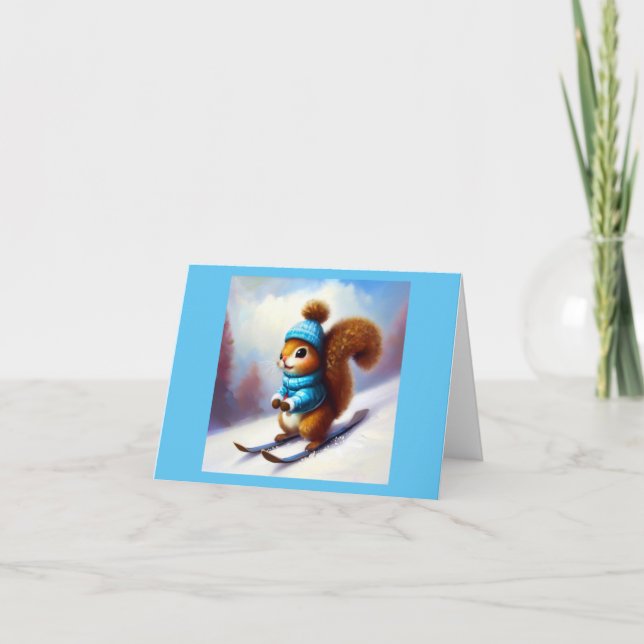 Cartão Esqui de esquilo (Frente)