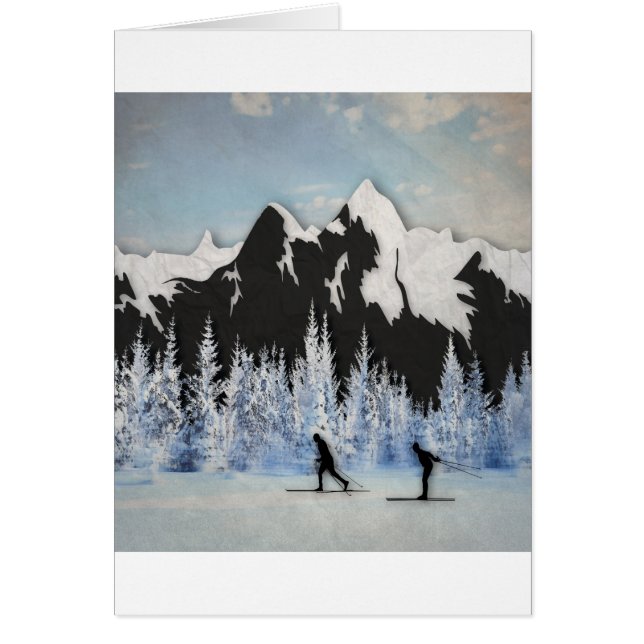 Cartão Esqui do país transversal (Frente)