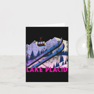 Cartão Esqui em Lake Placid - estilo retrô esqui em Lake