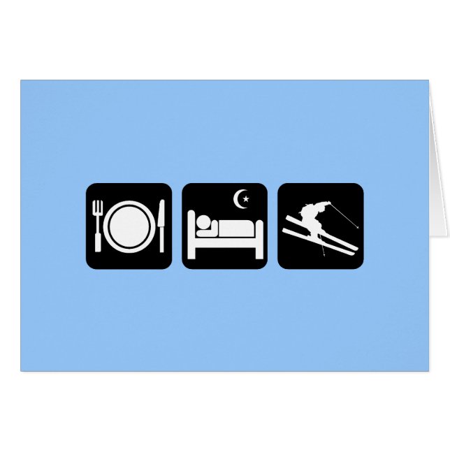 Cartão esqui engraçado (Frente Horizontal)