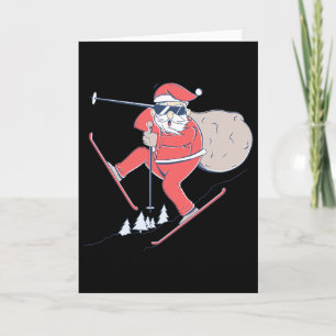 Cartão Esqui Esquiando Neve Papai Noel Natal X-mas Presen