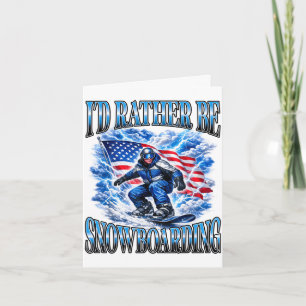 Cartão Esqui patriótico com bandeira americana esporte de
