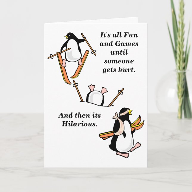 Cartão Esqui Personalizável Engraçado Errou (Frente)