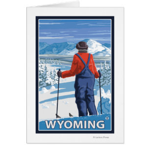 Cartão Esquiador AdmiringWyoming
