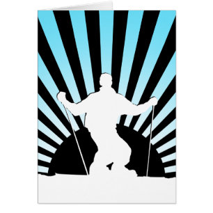 Cartão esquiador de descida