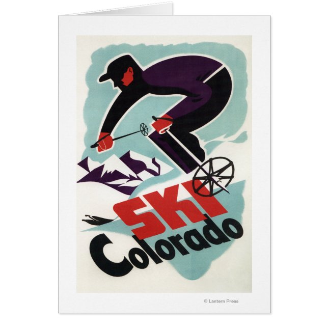 Cartão Esquiador de Roupas Preto e Roxo (Frente)