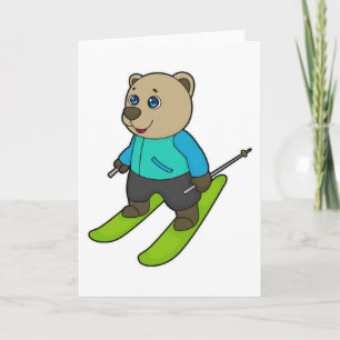 Cartão Esquiador de Urso Esqui