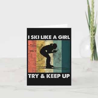 Cartão Esquiador Esqui Retro Desportista Tenta Esporte Da