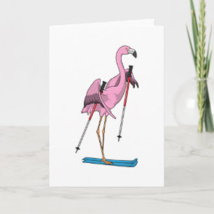 Cartão Esquiador Flamingo de Esqui