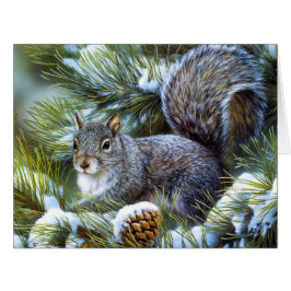 Cartão Esquilo (cinzento) cinzento da neve do inverno…