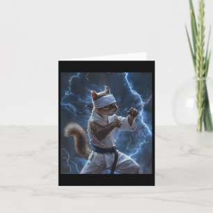 Cartão Esquilo de Arte Marcial Vestindo Karate Gi Lightni