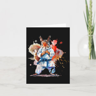 Cartão Esquilo de Judô Aquarela Karatê MMA Amante de Esqu