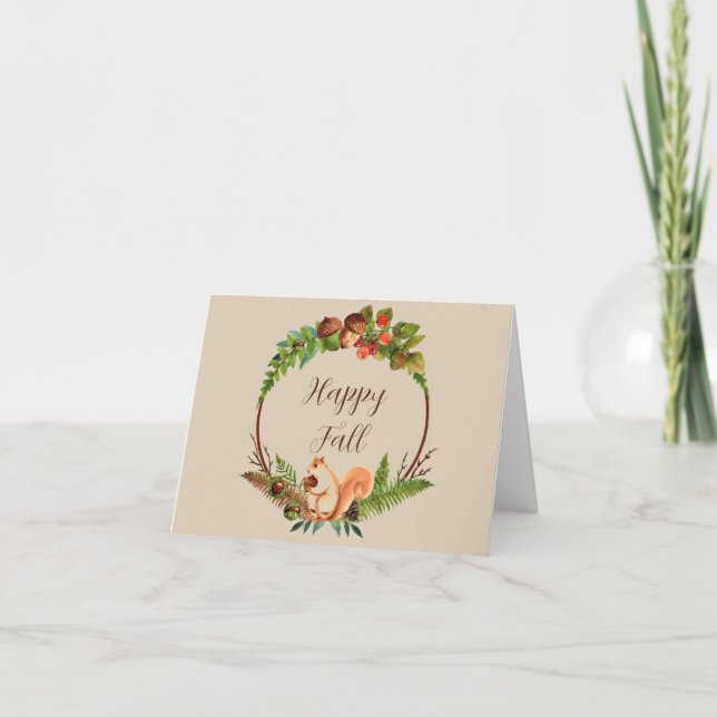 Cartão Esquilo de outono e natureza com texto personalizá (Frente)