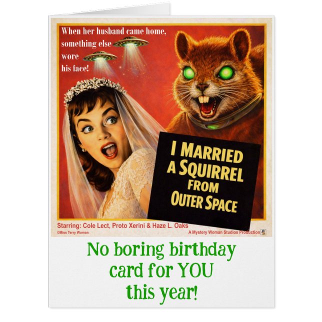 Cartão Esquilo do Espaço Exterior (Frente)