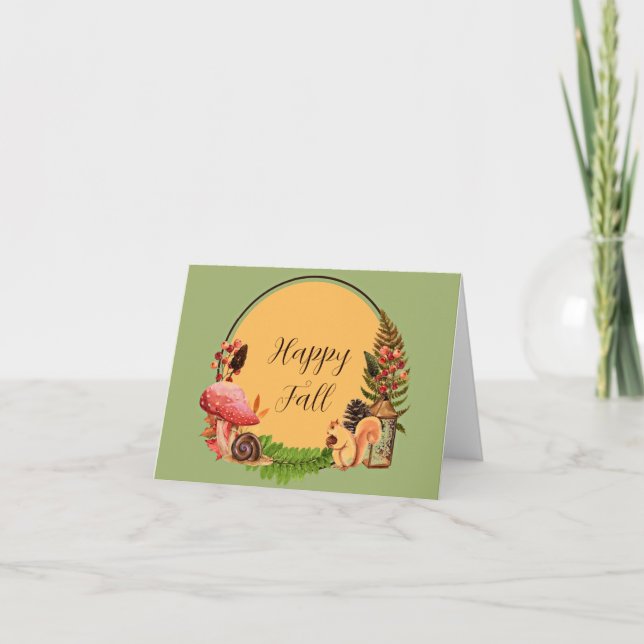 Cartão Esquilo e natureza com texto personalizável  (Frente)