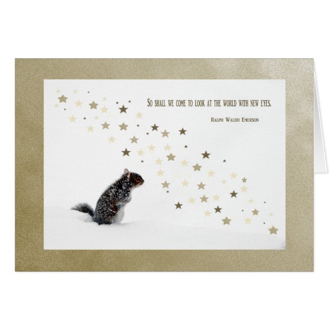 Cartão Esquilo na neve (Frente Horizontal)