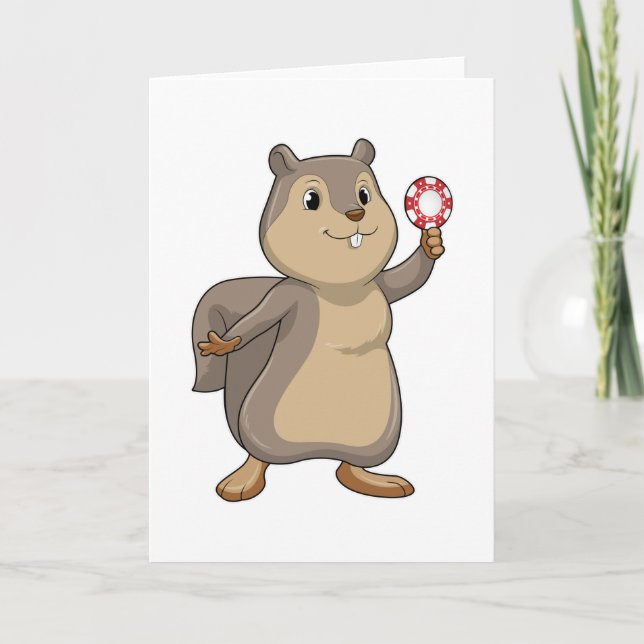 Cartão Esquilo no Poker com batatas fritas (Frente)