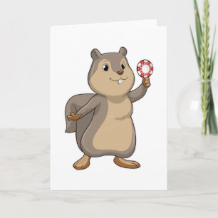 Cartão Esquilo no Poker com batatas fritas