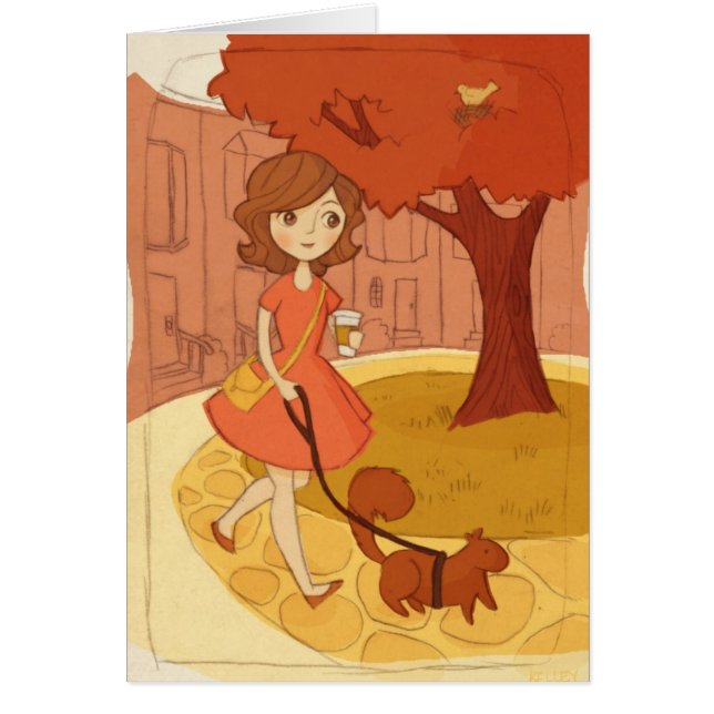 Cartão Esquilo que anda na queda (Frente)