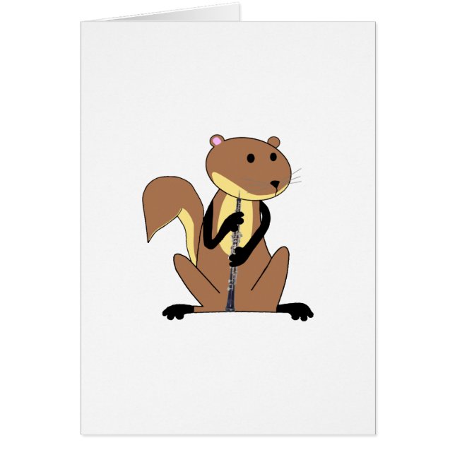 Cartão Esquilo que joga o Oboe (Frente)