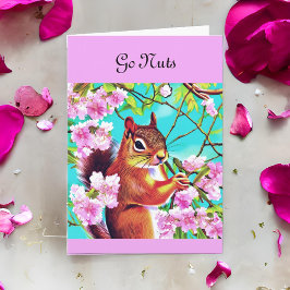 Cartão Esquilo Sakura em Cherry Tree Go Loucos Aniversári