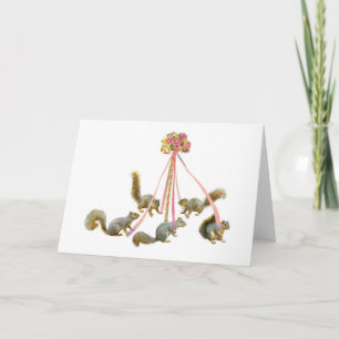 Cartão Esquilos em torno do Maypole