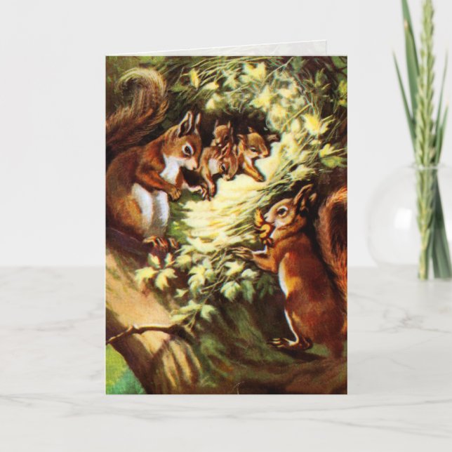 Cartão Esquilos Vintage (Frente)