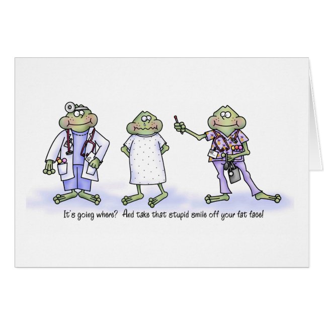 Cartão Esse termômetro está indo AONDE?  Sapos engraçados (Frente Horizontal)