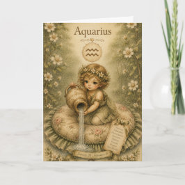 Cartão Essência floral vintage do zodíaco - Aquário