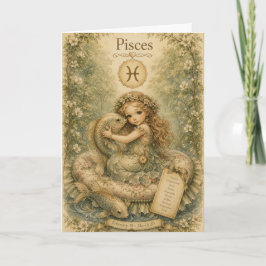 Cartão Essência floral vintage do zodíaco - Peixes