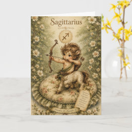 Cartão Essência floral vintage do zodíaco - Sagitário