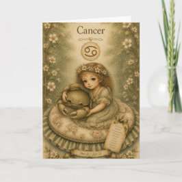 Cartão Essência floral vintage zódíaco - Câncer