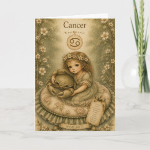 Cartão Essência floral vintage zódíaco - Câncer