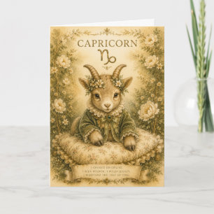 Cartão Essência floral vintage zódíaco - Capricórnio
