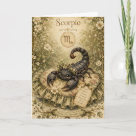 Cartão Essência floral vintage zodiaco- Escorpião