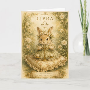 Cartão Essência floral vintage zodiaco - Libra