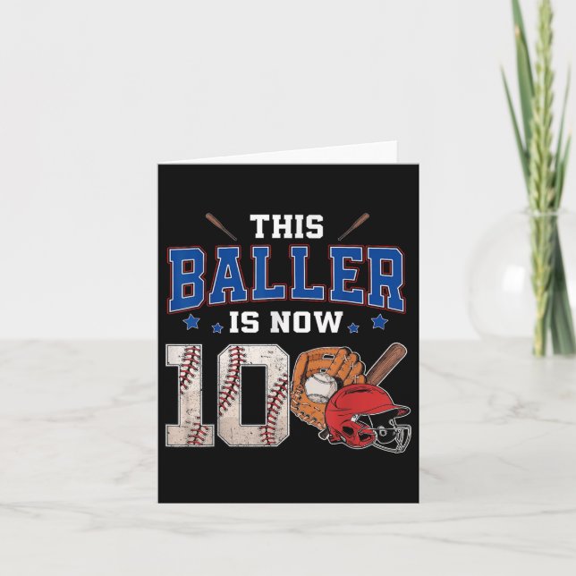 Cartão Esta Baller Tem Agora 10 Anos De Baseball 10º Nasc (Frente)