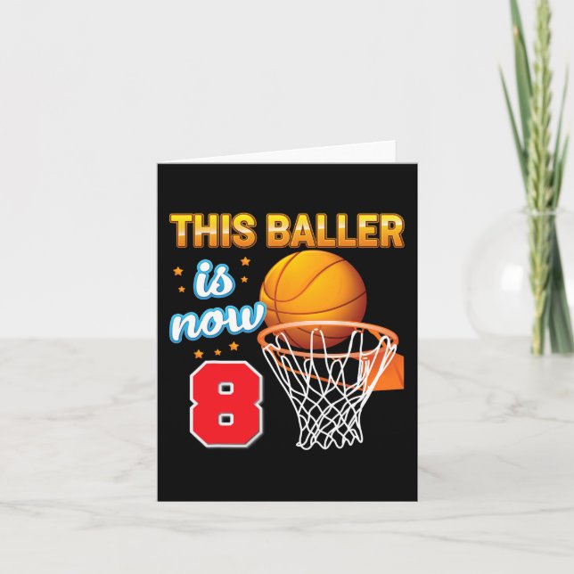Cartão Esta Baller Tem Agora 8 Anos 8 Anos Aniversário Ba (Frente)