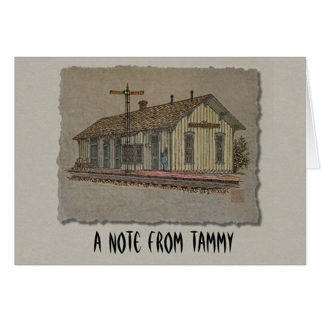 Cartão Estação de Comboio de Pequena Cidade (Frente horizontal)