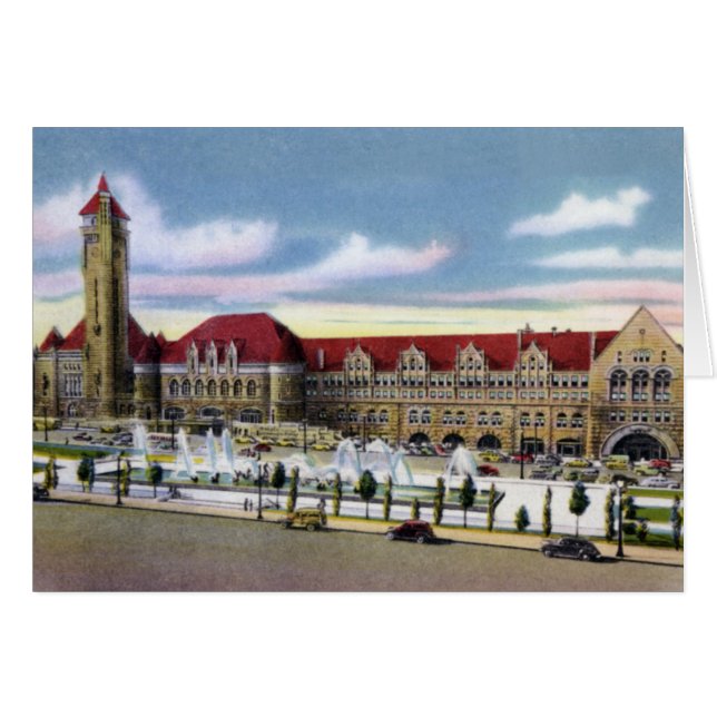 Cartão Estação e fontes da união de St Louis Missouri (Frente Horizontal)