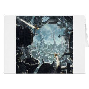 Cartão Estação espacial abstrata da cidade