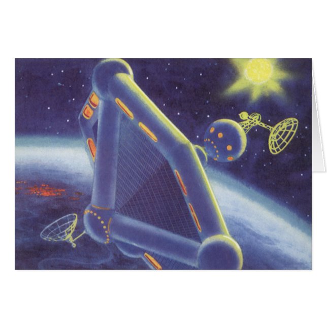 Cartão Estação Espacial Orbitando Ficção Científica Vinta (Frente Horizontal)