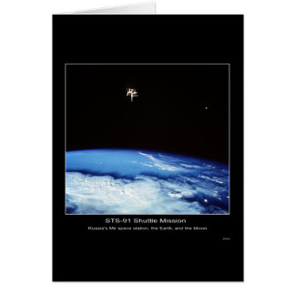 Cartão Estação Espacial Russa, Terra e Lua