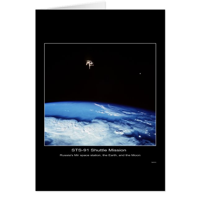 Cartão Estação Espacial Russa, Terra e Lua (Frente)